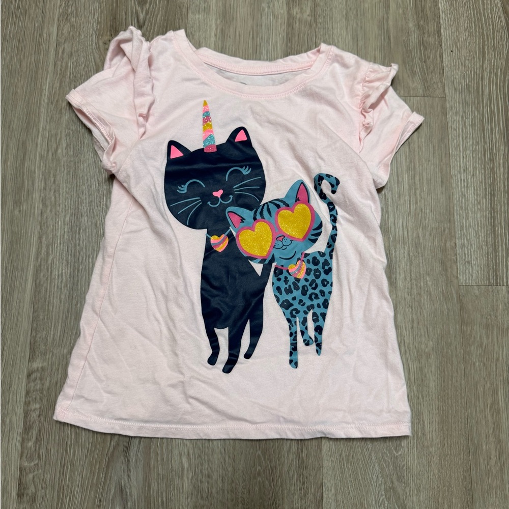 Pink Cat Graphic Kids T-Shirt